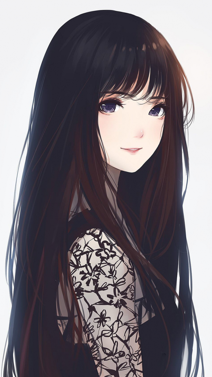 Download wallpaper 720x1280 beautiful, anime girl, artwork, long hair ...