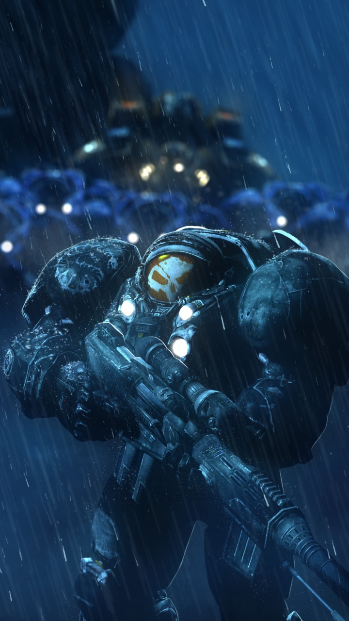 StarCraft: Remastered, soldiers, rain, video game, 720x1280 wallpaper