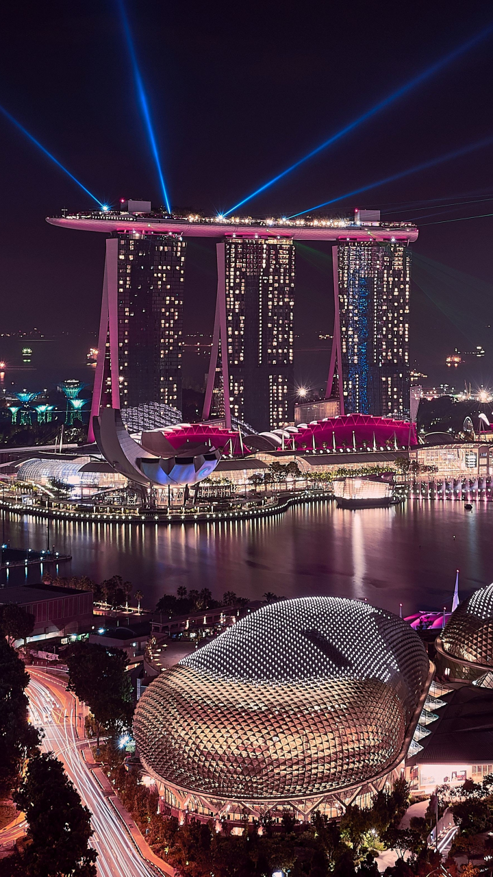 Marina Bay Sands, Singapore, cityscape, buildings, aerial view, 720x1280 wallpaper