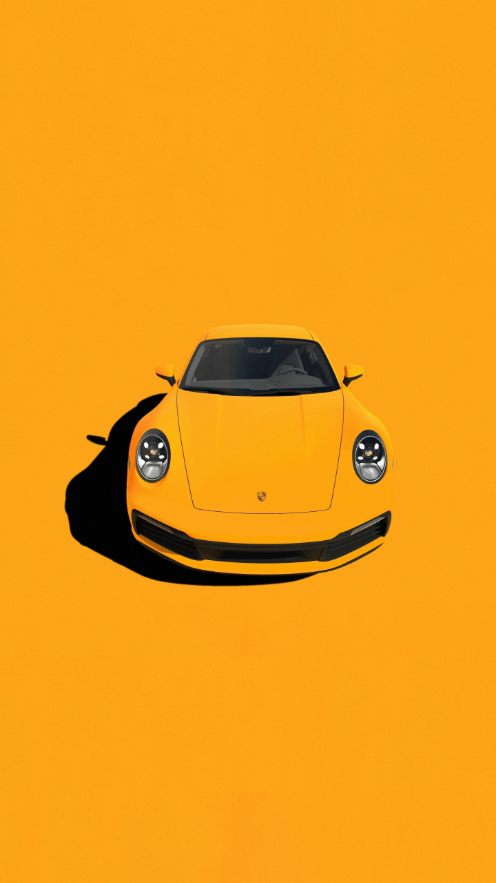 Download wallpaper 720x1280 porsche 911, yellow sportcar, minimal ...