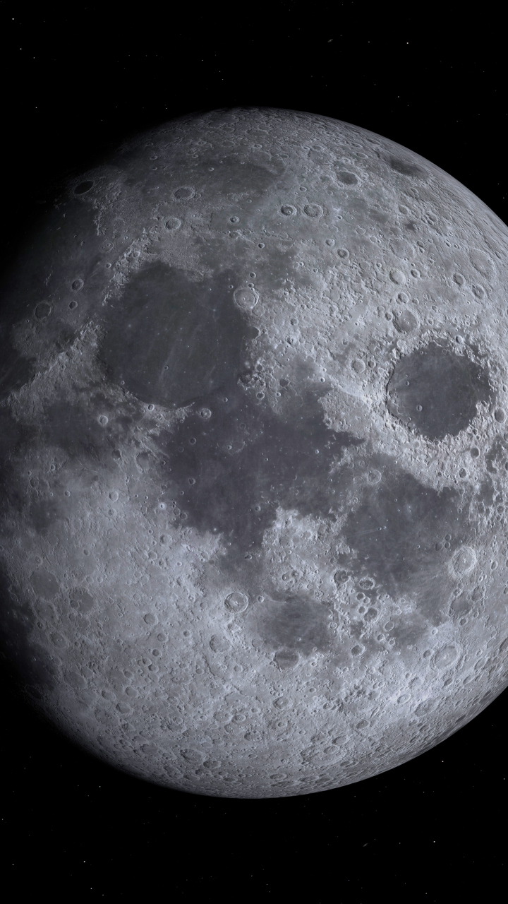 Download wallpaper 720x1280 full moon, monochrome, space, dark, samsung