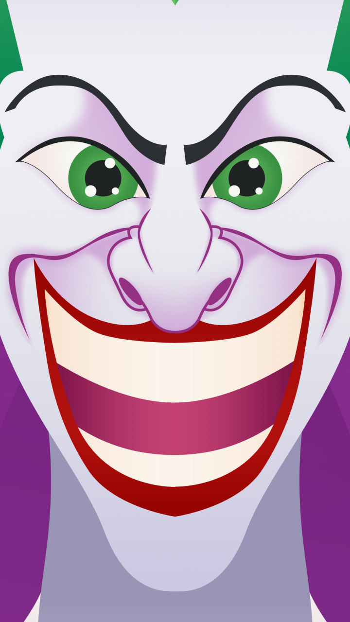 Download wallpaper 720x1280 joker, clown, smiling face, villain, dc comics,  artwork, samsung galaxy mini s3, s5, neo, alpha, sony xperia compact z1,  z2, z3, asus zenfone, 720x1280 hd background, 2200