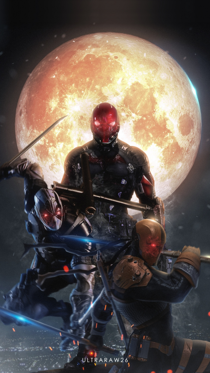 Download 720x1280 Wallpaper Red Hood Deadpool Deathstroke