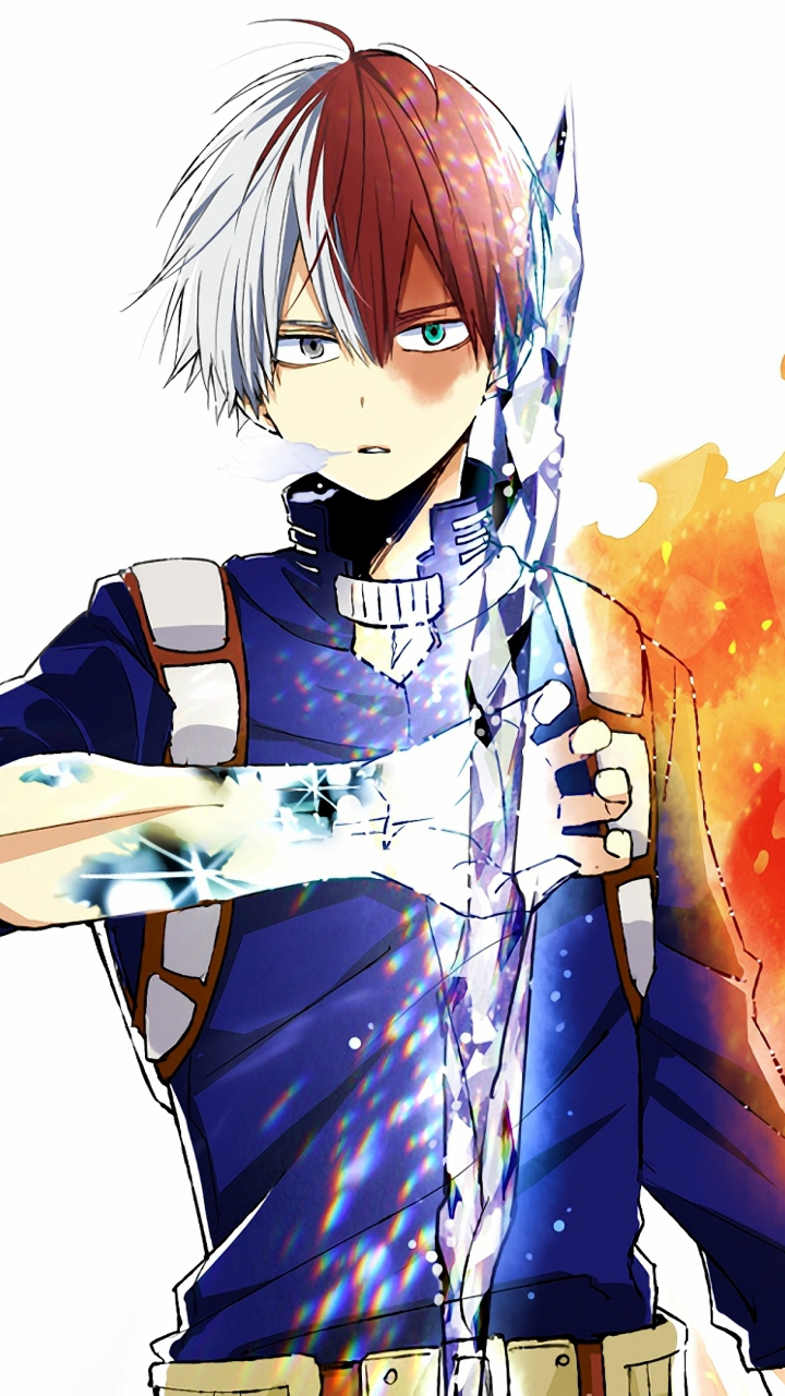 Download anime, shouto todoroki, ice and fire, art 720x1280 wallpaper ...
