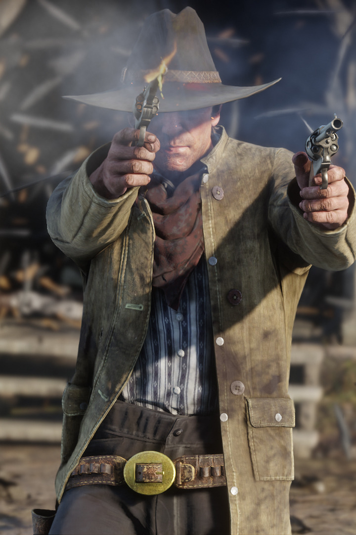 Download wallpaper 720x1280 red dead redemption 2, cowboy, gun fire ...