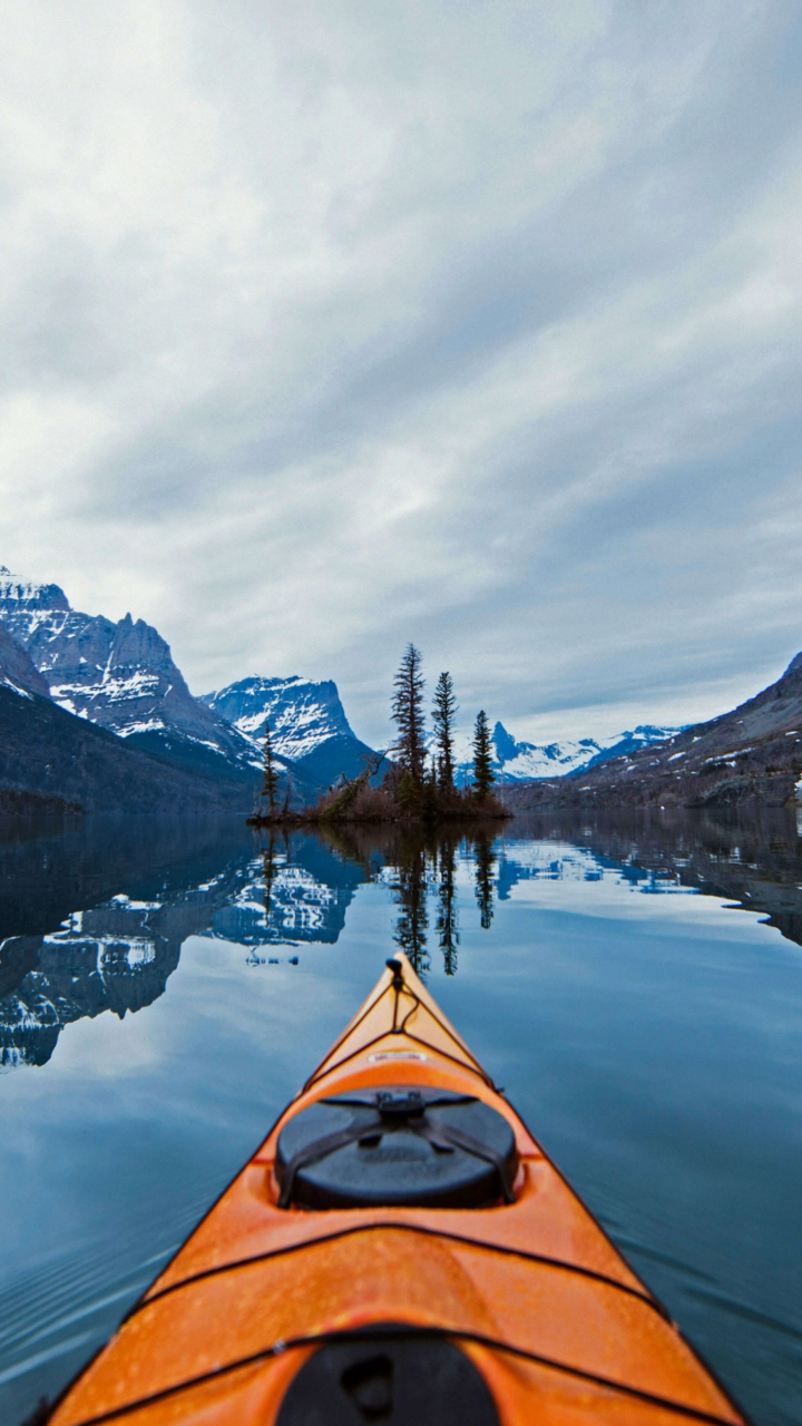 Download wallpaper 720x1280 glacier, national park, boating, exploring ...