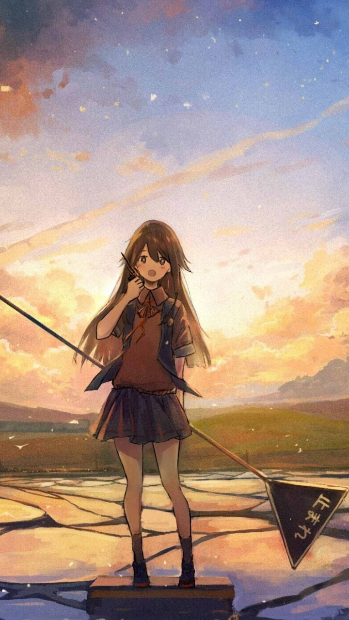 Download 720x1280 wallpaper original, anime girl, sunset ...