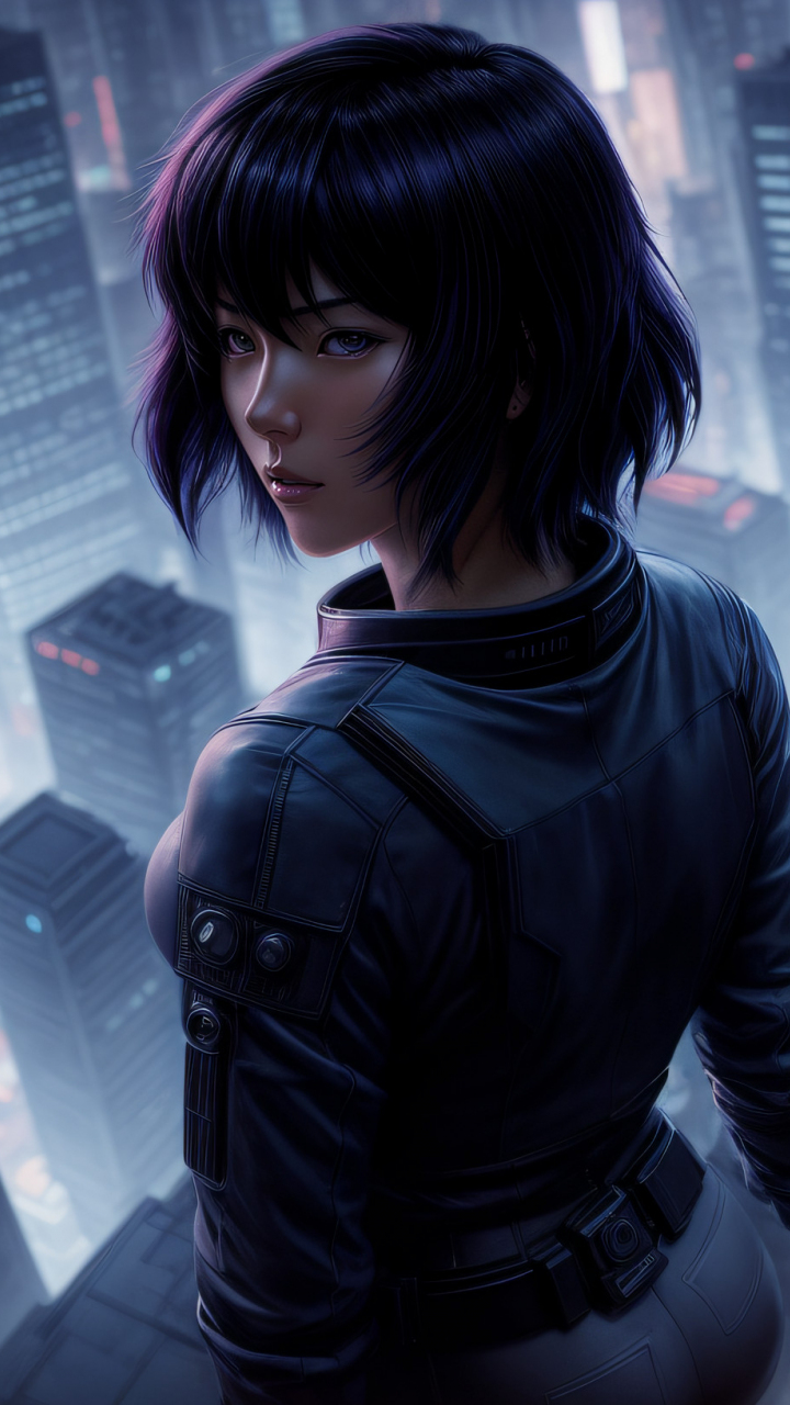Beautiful girl, Ghost in the Shell, anime art, 720x1280 wallpaper