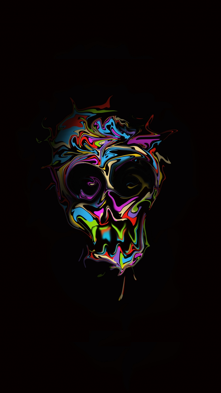 Download wallpaper 750x1334 glitch, colorful skull, dark, artwork, iphone  7, iphone 8, 750x1334 hd background, 21923