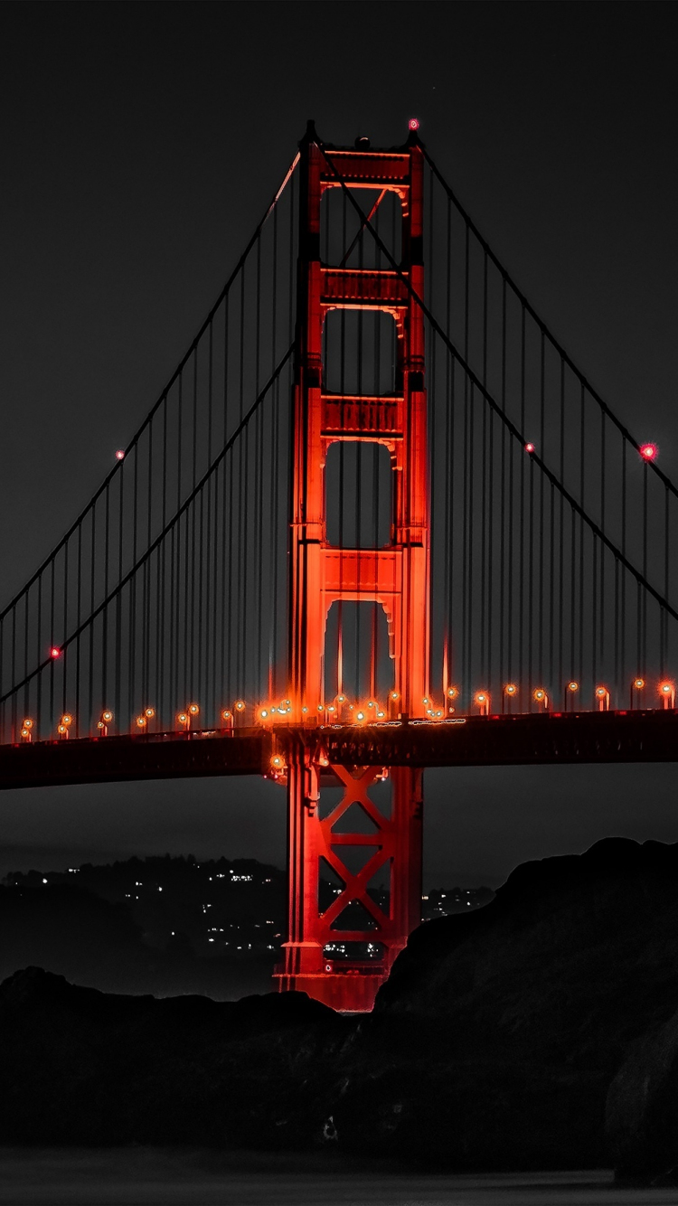 Golden Gate Bridge Wallpaper 4K, San Francisco, Sunset, Lights
