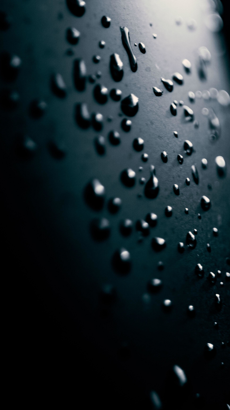 Download 750x1334 Wallpaper Dark Surface Water Drops