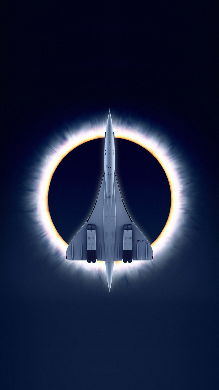 Concorde Carre, eclipse, airplane, moon, aircraft, 750x1334 wallpaper
