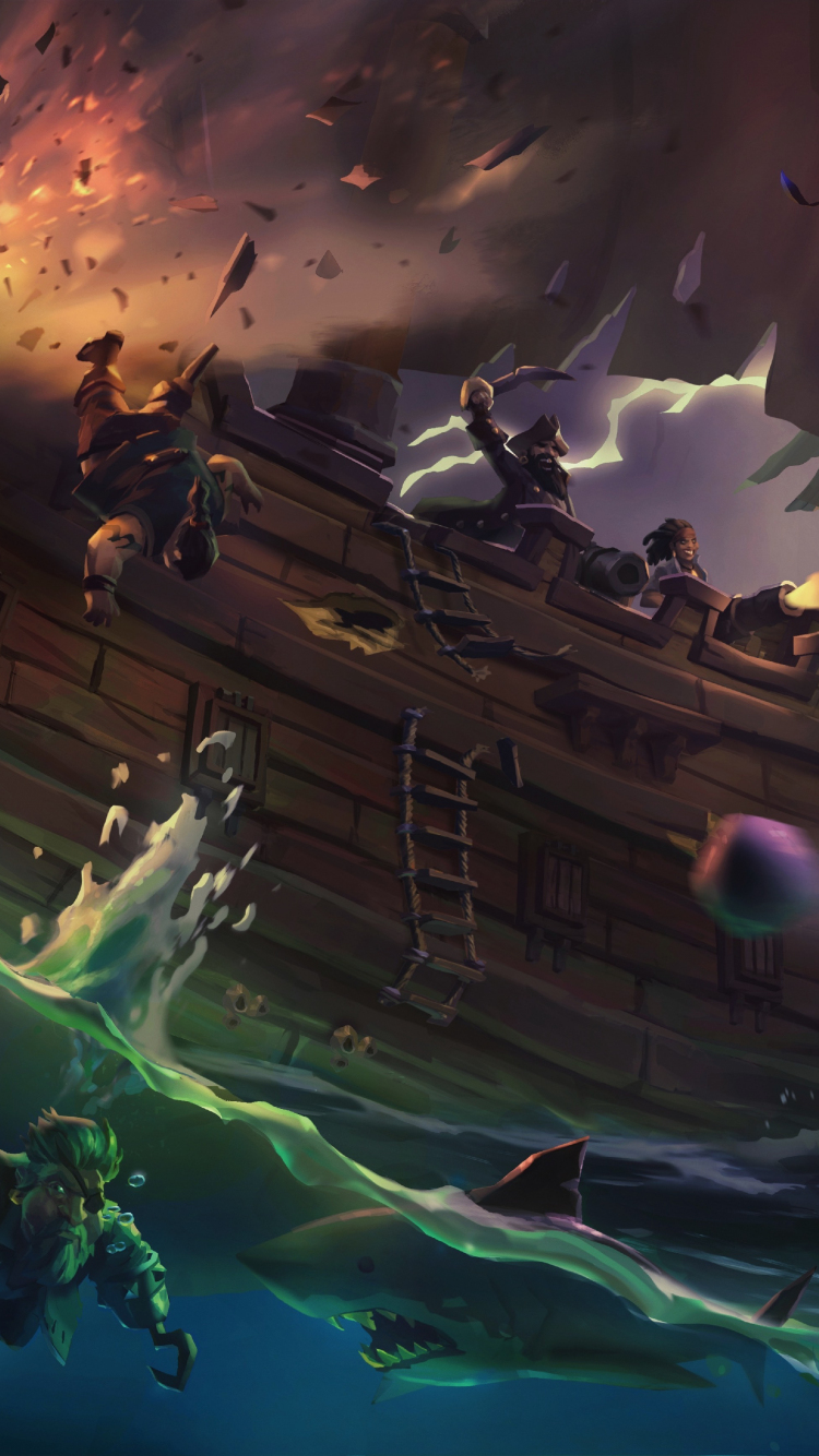 Sea of thieves, ship, pirates, video game, 750x1334 wallpaper