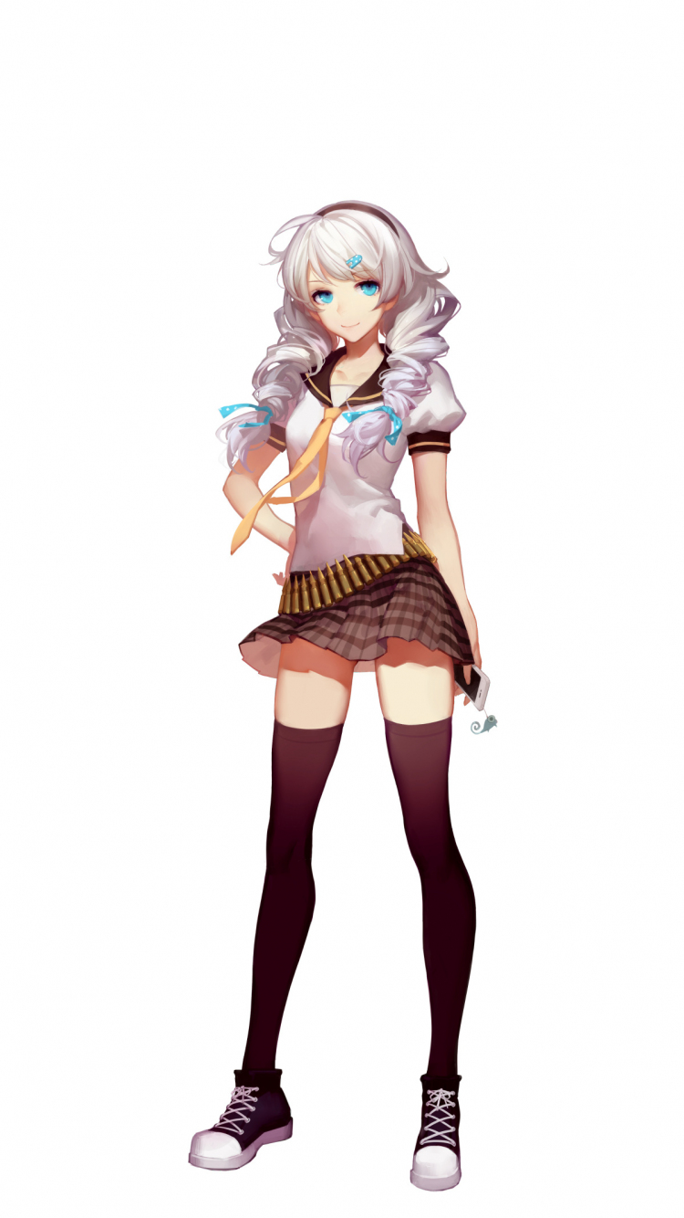 Download wallpaper 750x1334 hot, kiana kaslana, guns girl - school day ...