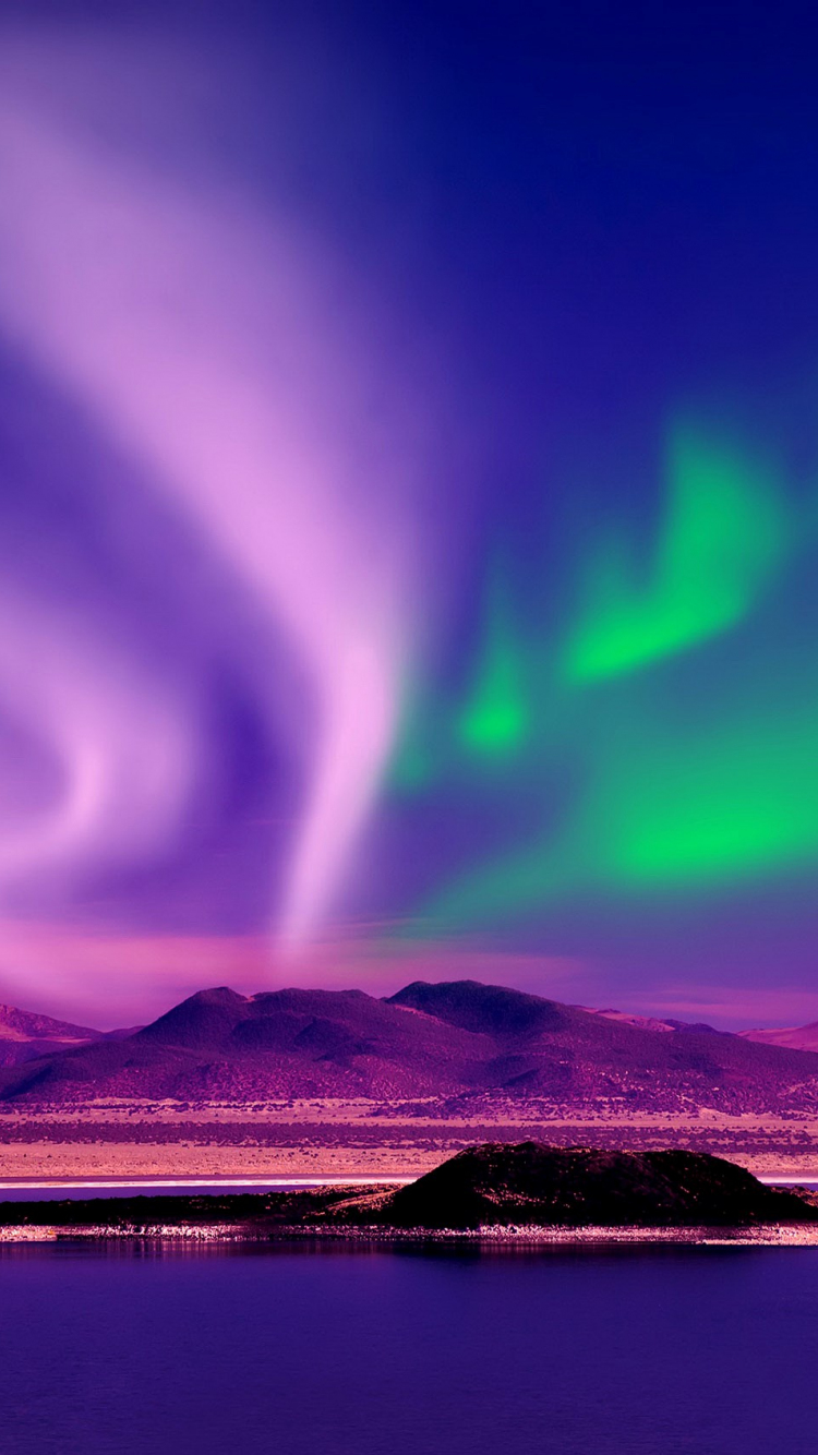 aurora borealis mountains lake reflection banff na iPhone 12 Wallpapers  Free Download