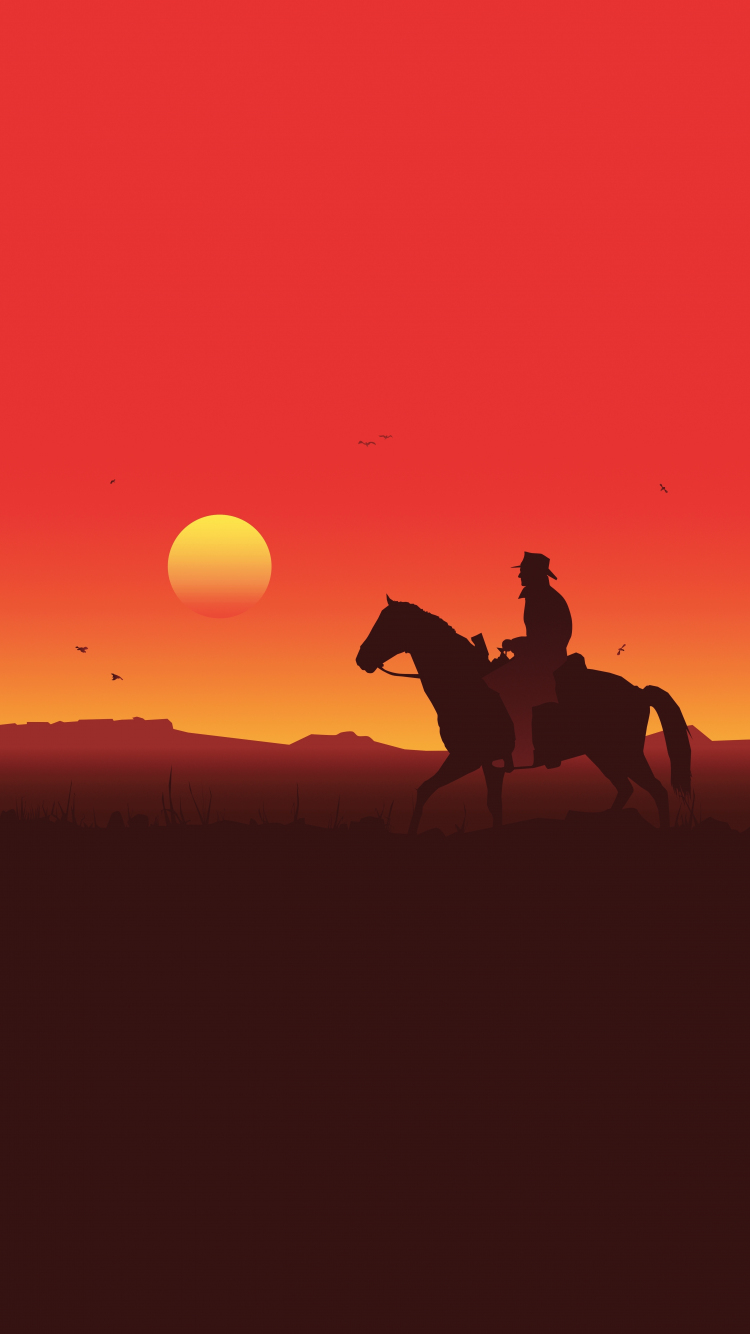 Download 750x1334 Wallpaper Silhouette Red Dead Redemption 2