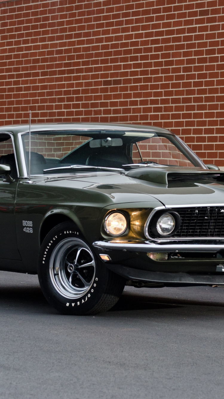 Download 750x1334 Wallpaper Green Classic 1969 Ford Mustang Boss 429 Iphone 7 Iphone 8 750x1334 Hd Image Background 9821
