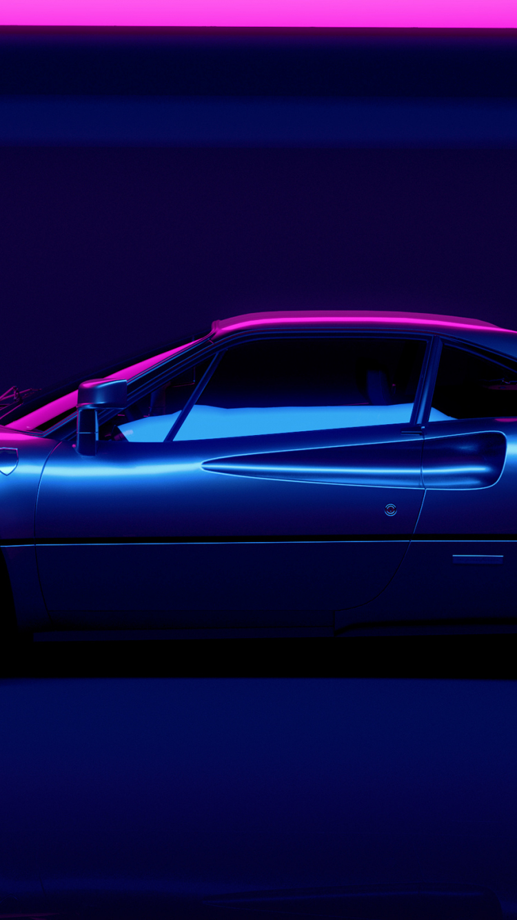 Download wallpaper 750x1334 neon lights, sports car, classic, iphone 7,  iphone 8, 750x1334 hd background, 4611