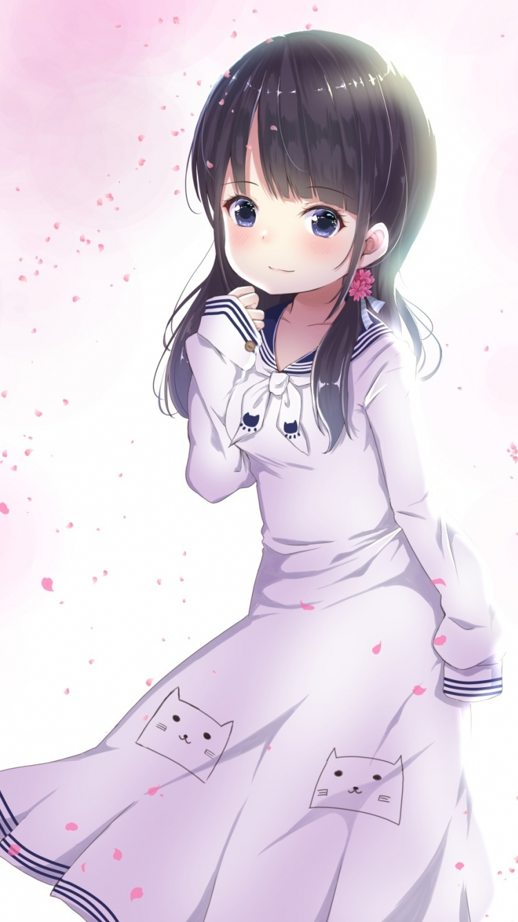 Download wallpaper 750x1334 cute, girl anime, original, pretty