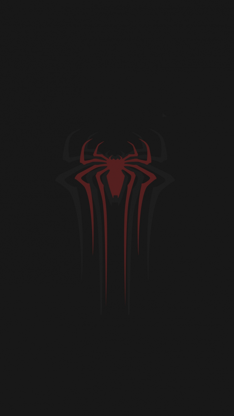 Download wallpaper 750x1334 red, logo, spider-man, minimal, iphone 7, iphone  8, 750x1334 hd background, 15219