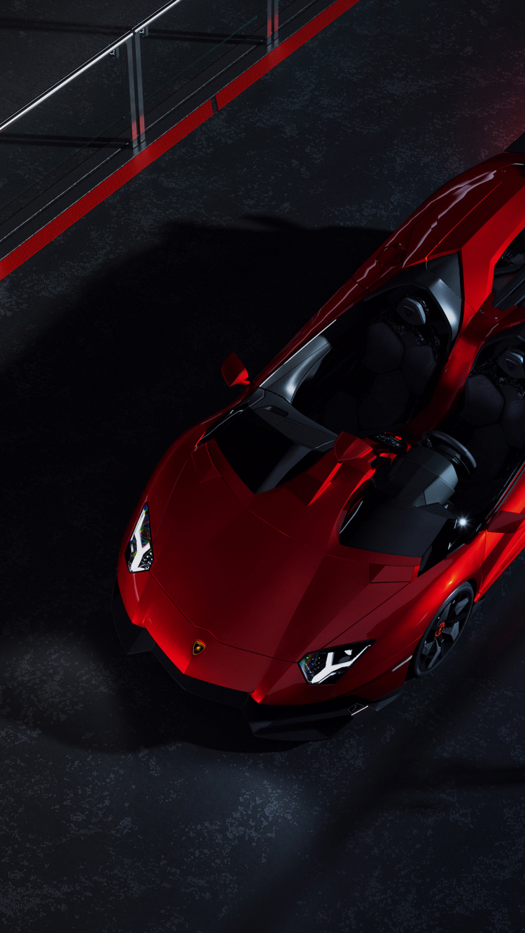 Download wallpaper 750x1334 lamborghini aventador r, red sports car ...