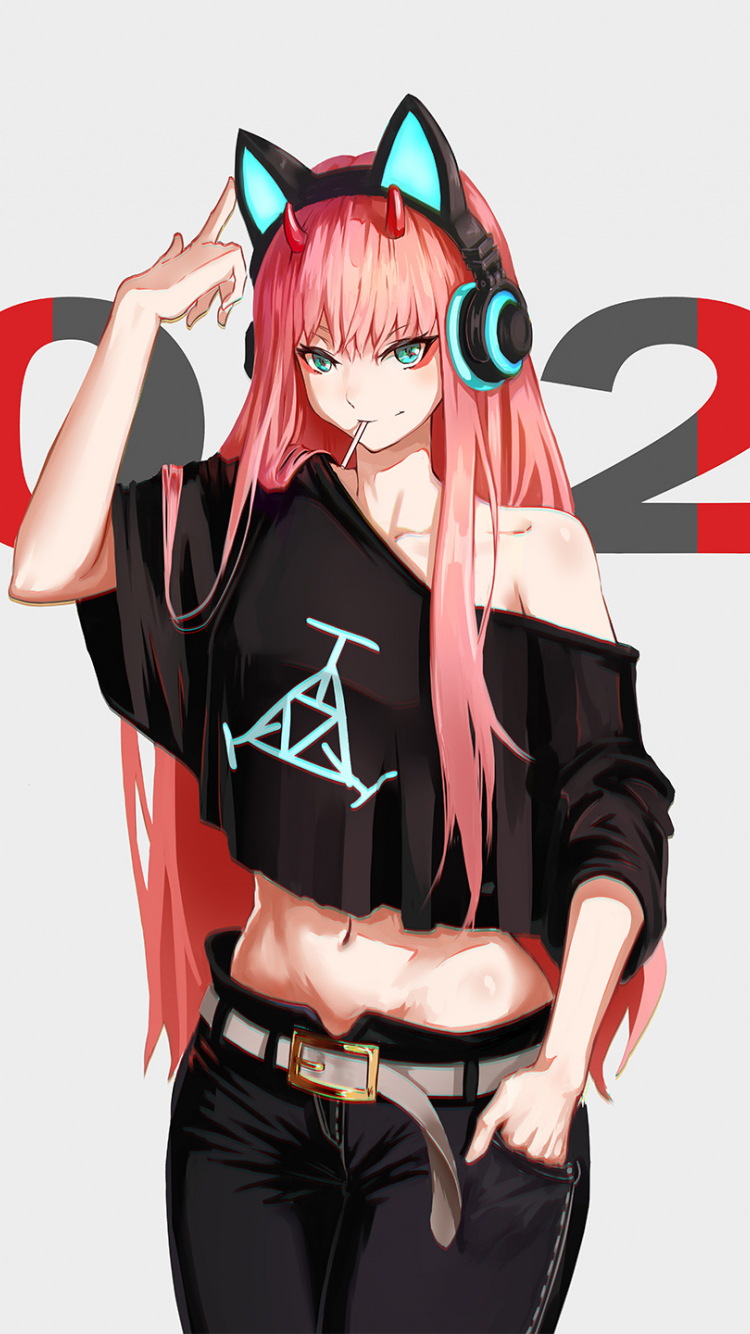 Download wallpaper 750x1334 hot, anime girl, zero two, urban outfit, art,  iphone 7, iphone 8, 750x1334 hd background, 8058