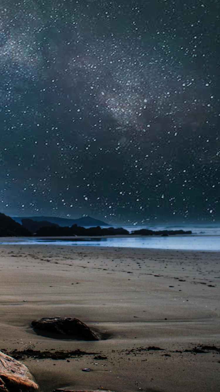 Download 750x1334 Wallpaper Beach Starry Night Sky Nature