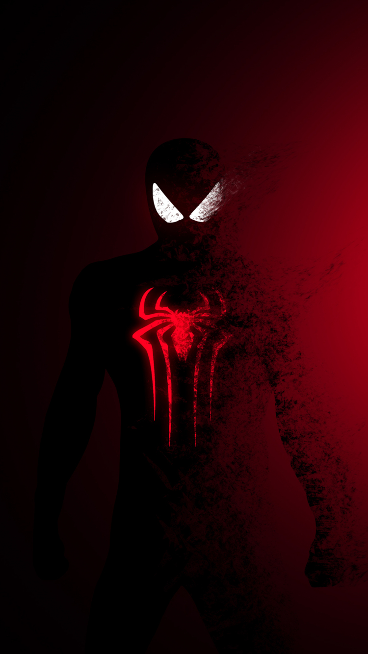 Download wallpaper 750x1334 spider-man, spider-man: far from home,  dark-red, fade effect, art, iphone 7, iphone 8, 750x1334 hd background,  21832