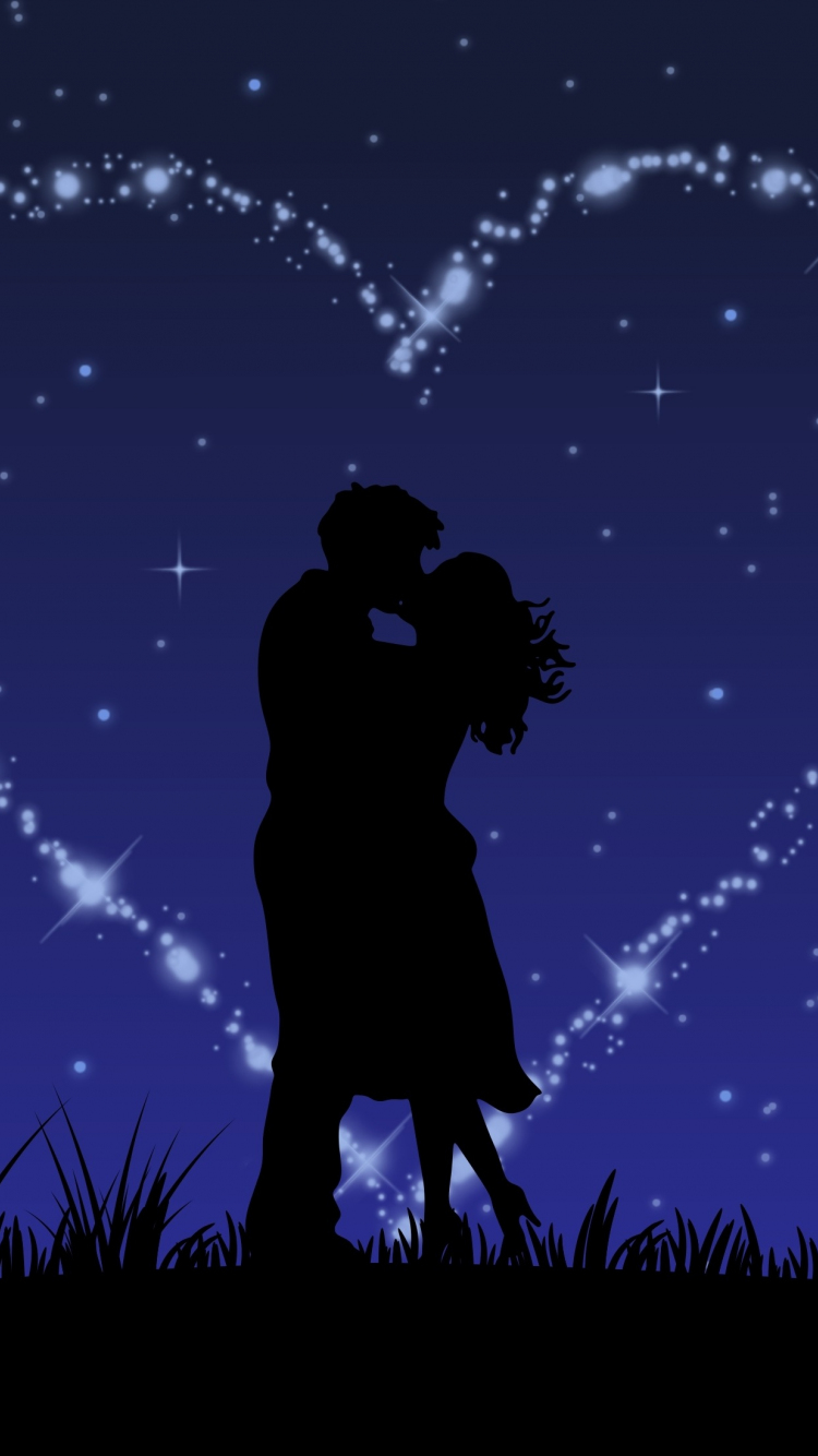 Download Couple Love Kiss Stars Glitter Digital Art 750x1334 Wallpaper Iphone 7 Iphone 8 