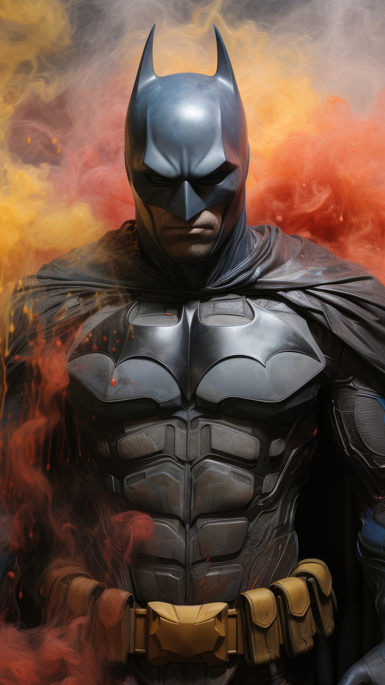 Download wallpaper 750x1334 batman, colourful smoke, bold hero, iphone ...