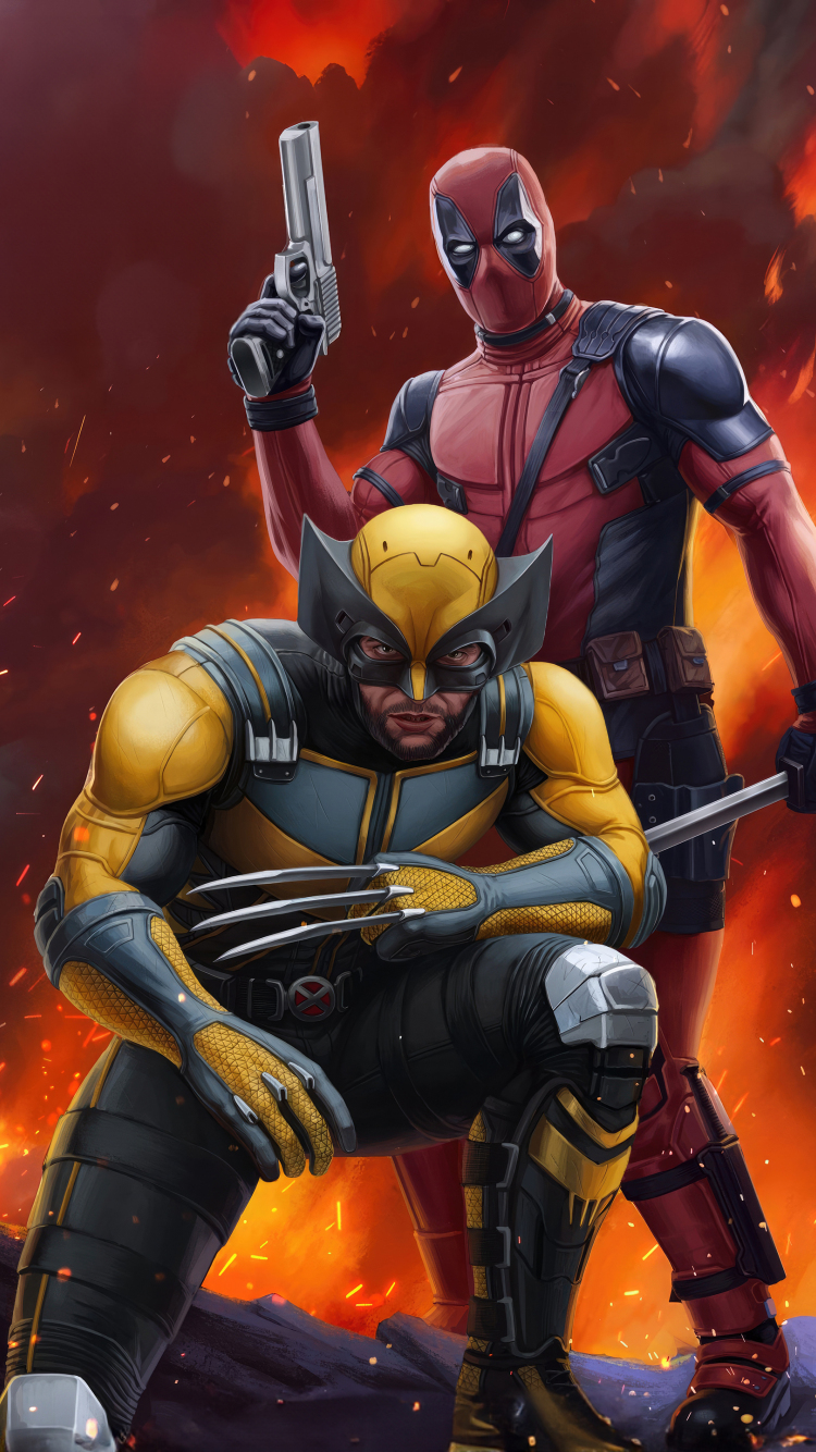 Download wallpaper 750x1334 wolverine and deadpool, unstoppable team,  iphone 7, iphone 8, 750x1334 hd background, 29830