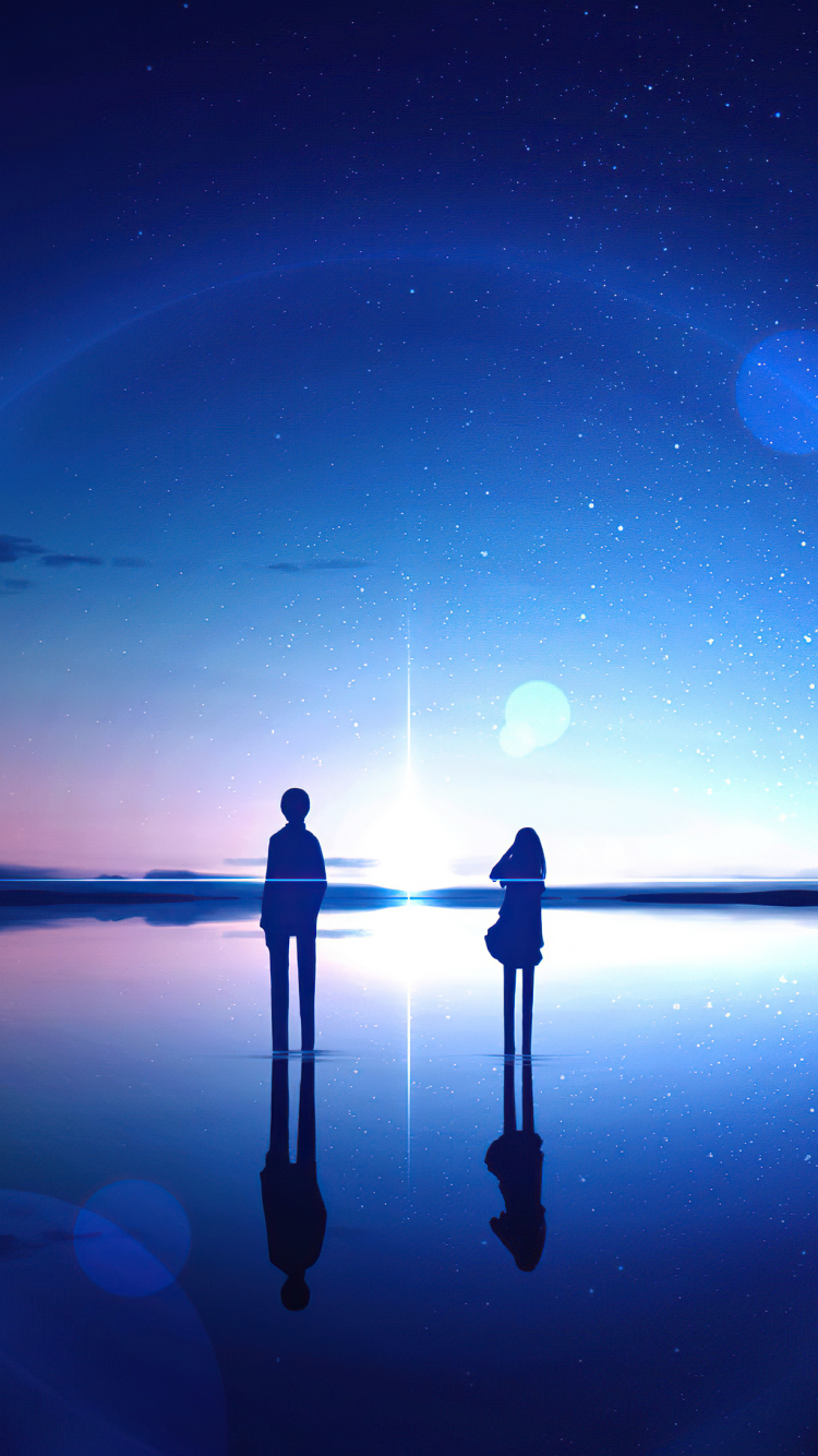 Live wallpaper Anime girl and reflection in water DOWNLOAD