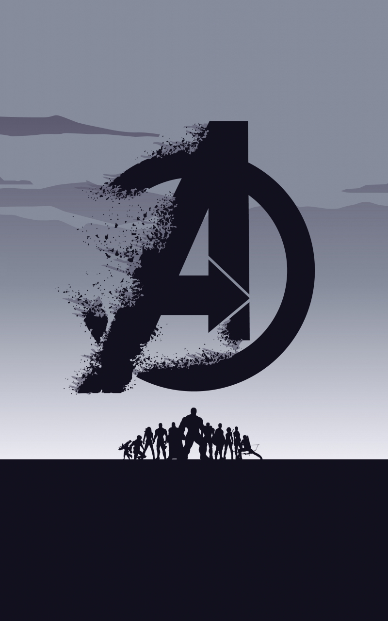 2019 movie, Avengers: Endgame, minimal, silhouette, art, 800x1280 wallpaper