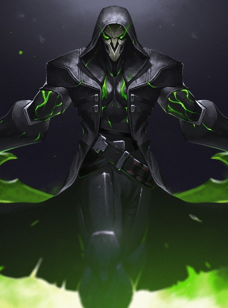 Download wallpaper 800x1280 green, reaper, overwatch, warrior, online game,  samsung galaxy note gt-n7000, meizu mx 2, 800x1280 hd background