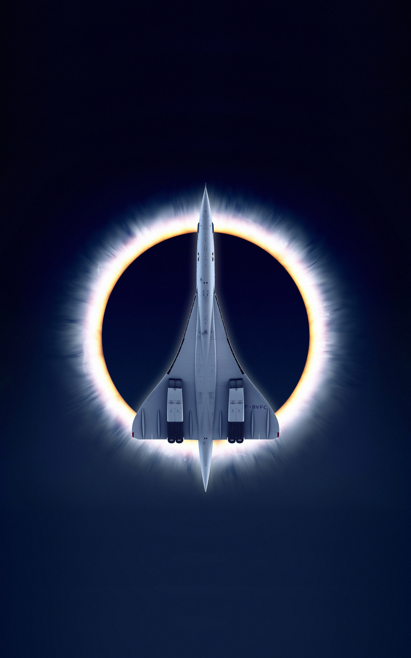 Concorde Carre, eclipse, airplane, moon, aircraft, 800x1280 wallpaper