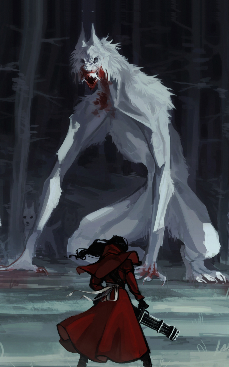 Red riding hood, wolf, fantasy, art, 800x1280 wallpaper