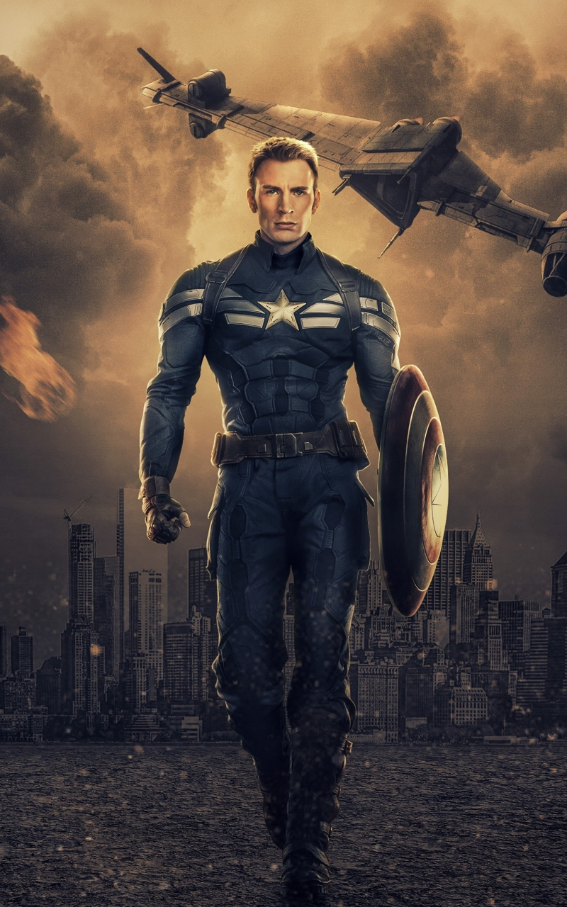 Captain America, Chris Evans, Marvel comics, art, 800x1280 wallpaper