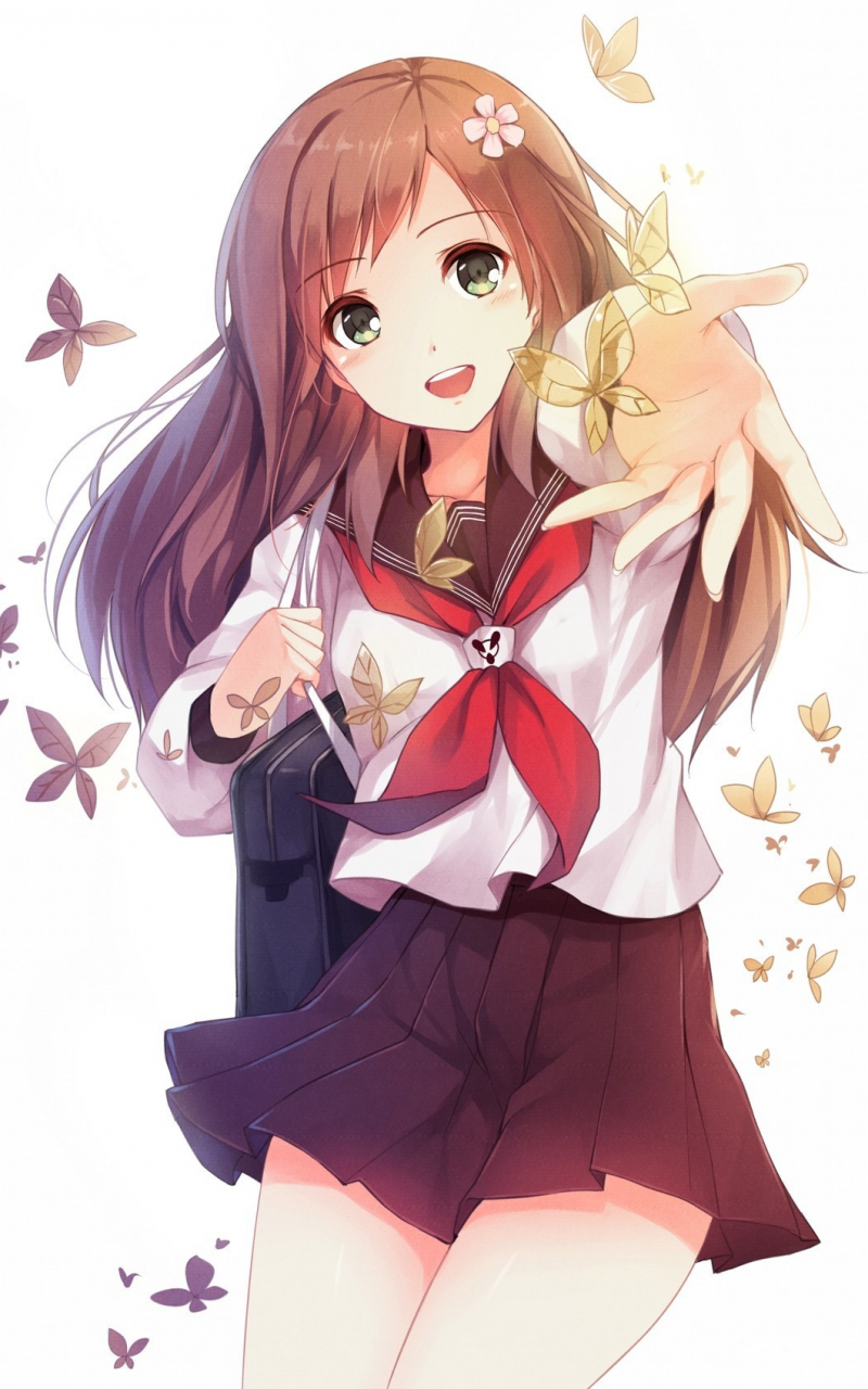 Cute Anime Girl Holding Sakura Flowers 19054678 Vector Art at Vecteezy