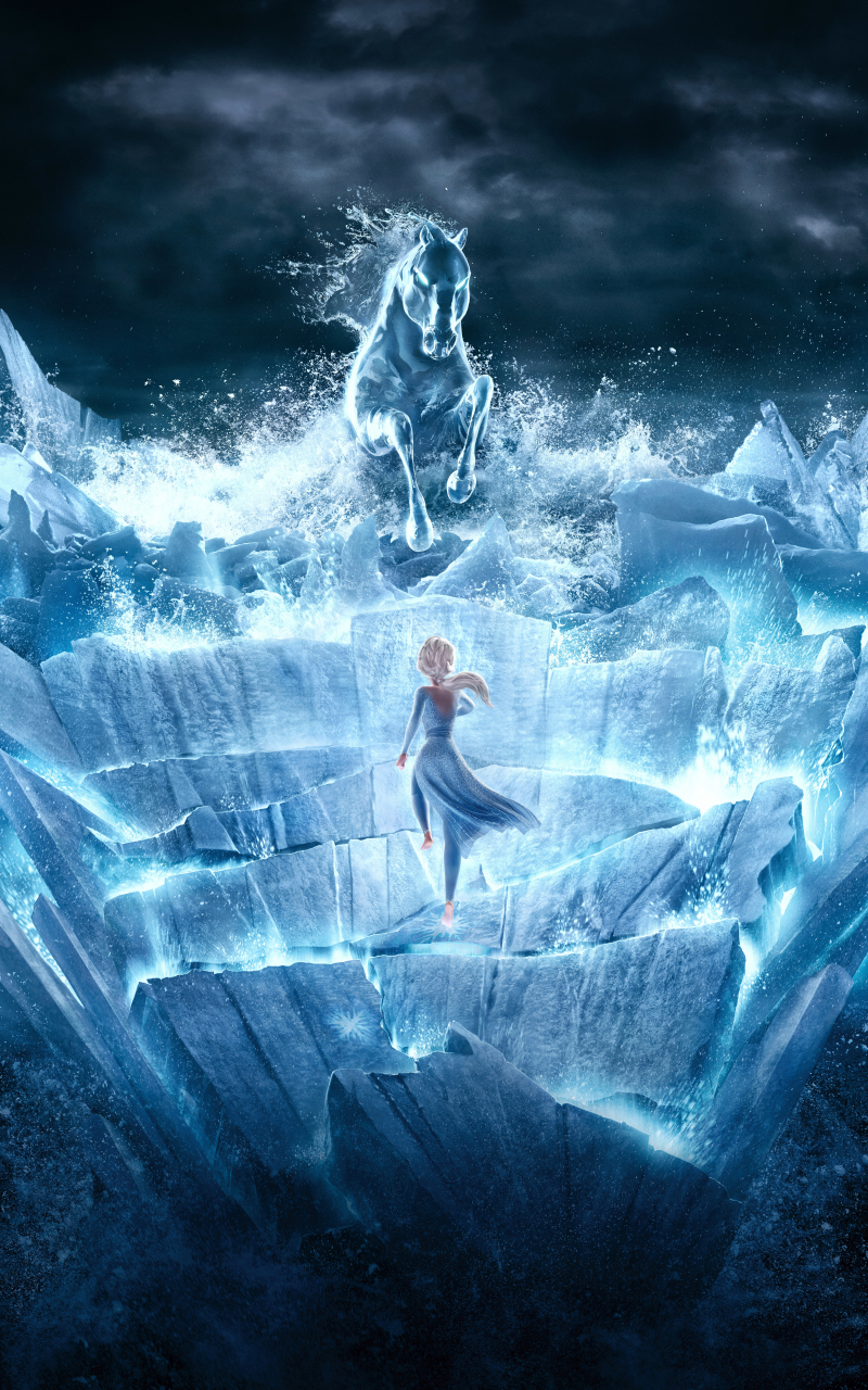 Frozen movie, snow horse, sea ride, 800x1280 wallpaper