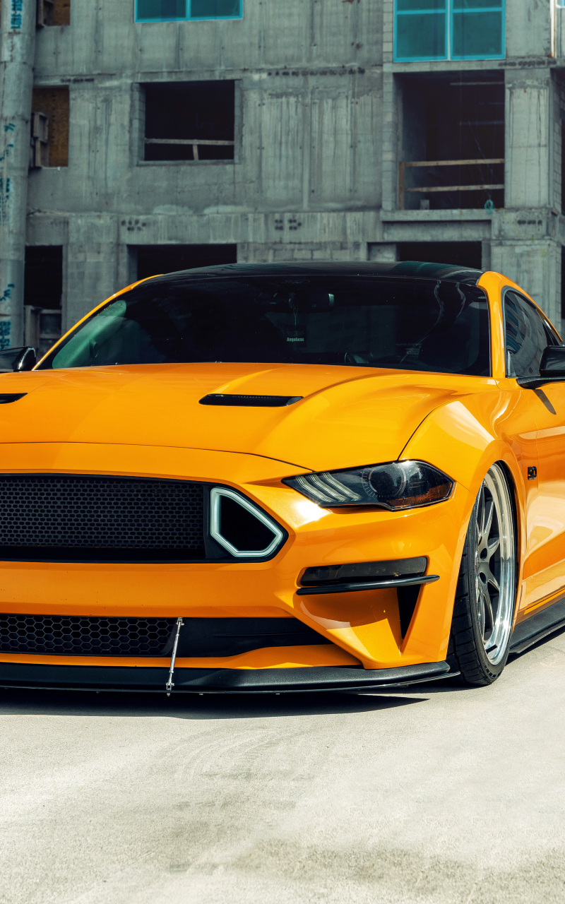 Yellow Ford Mustang GT, 2020, 800x1280 wallpaper