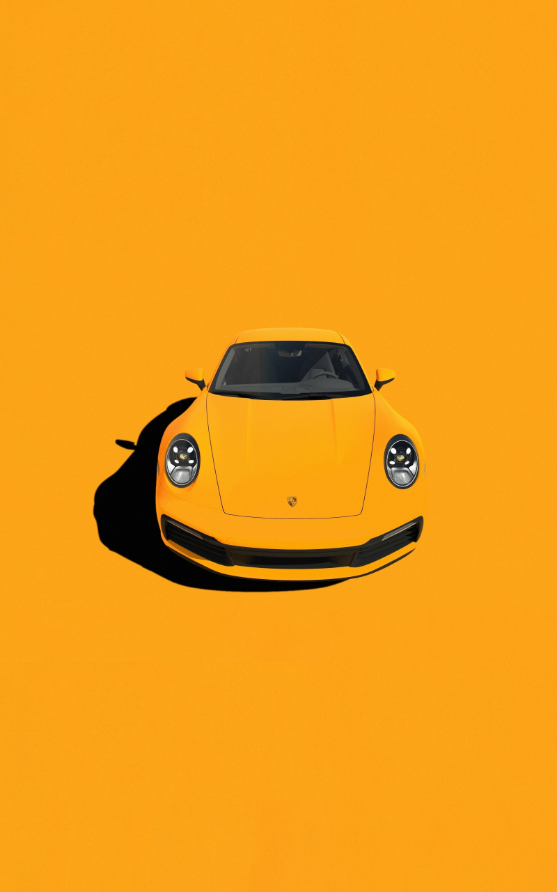 Download wallpaper 800x1280 porsche 911, yellow sportcar, minimal ...