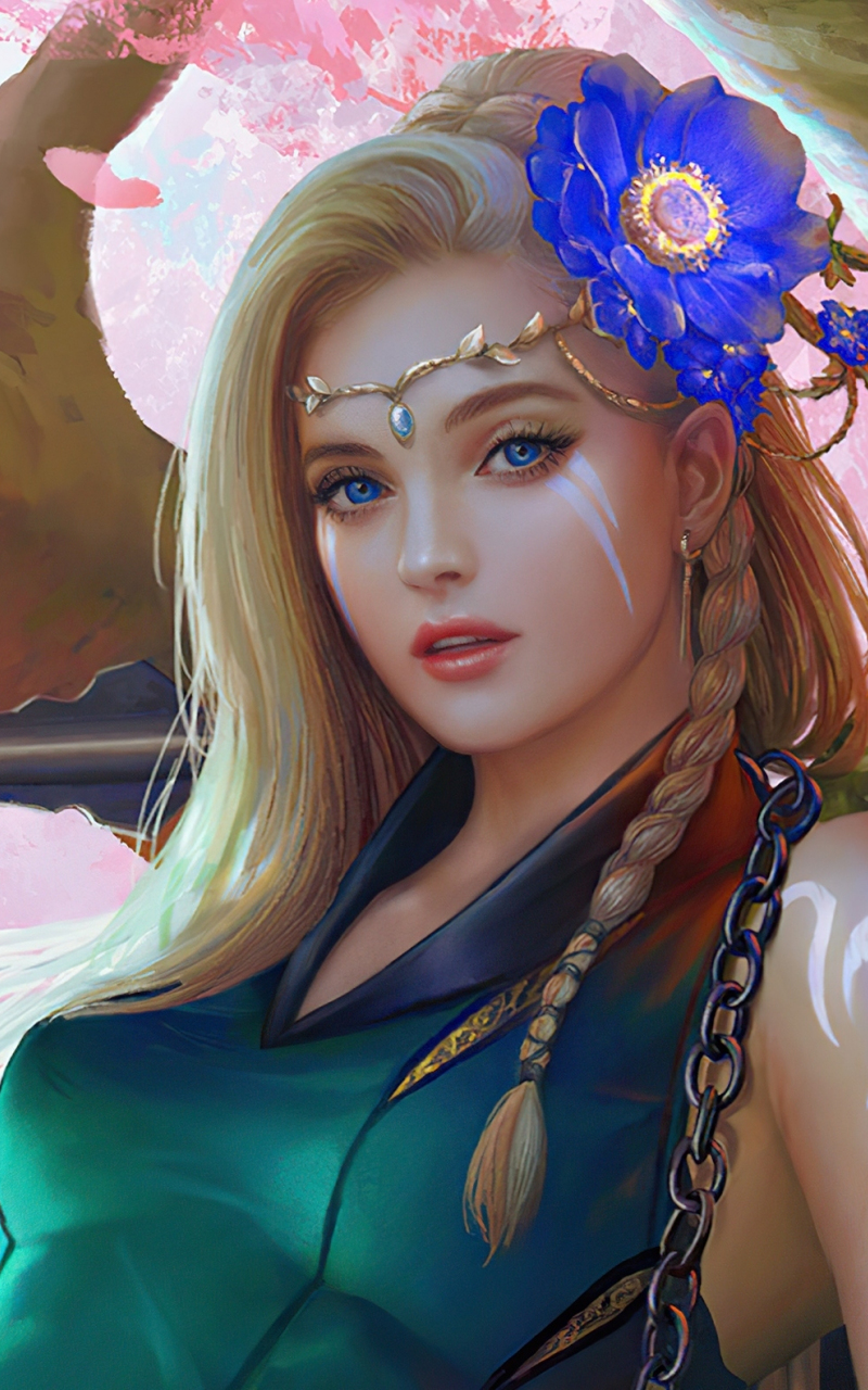 Fantasy girl, warrior, beauty with sword, 800x1280 wallpaper