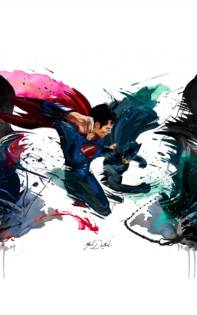 Batman vs superman, 4k, sketch artwork, 800x1280 wallpaper