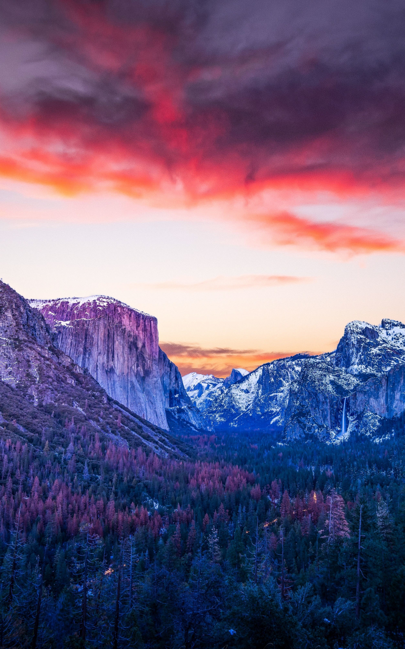 Download wallpaper 800x1280 mountains, forest, twilight, yosemite valley,  samsung galaxy note gt-n7000, meizu mx 2, 800x1280 hd background