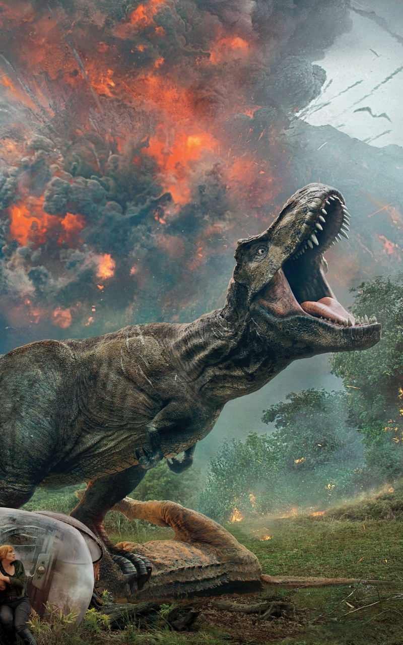 Download wallpaper 800x1280 jurassic world: fallen kingdom, 2018, dinosaur,  movie, samsung galaxy note gt-n7000, meizu mx 2, 800x1280 hd background