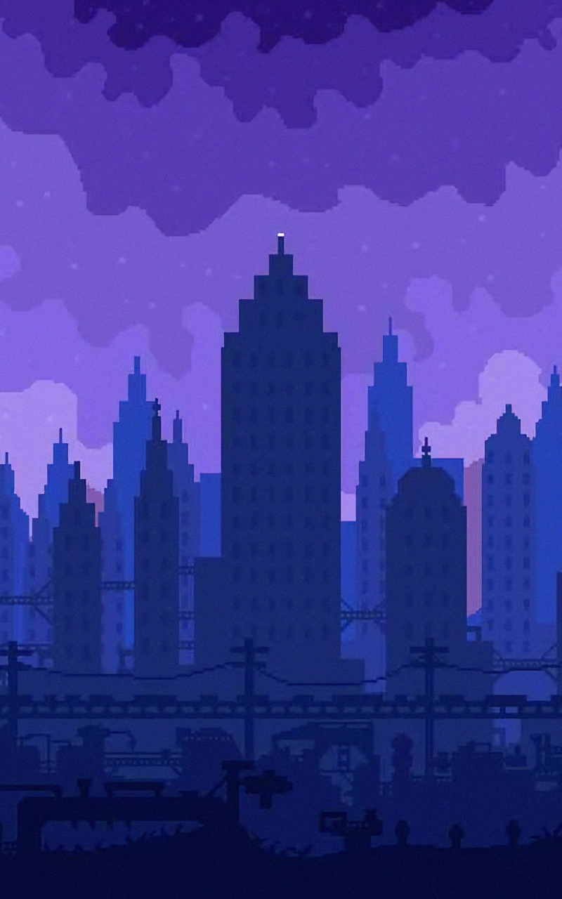 Download 800x1280 Wallpaper High Skies Buildings Silhouette Cityscape Pixel Art Samsung Galaxy Note Gt N7000 Meizu Mx 2 800x1280 Hd Image Background