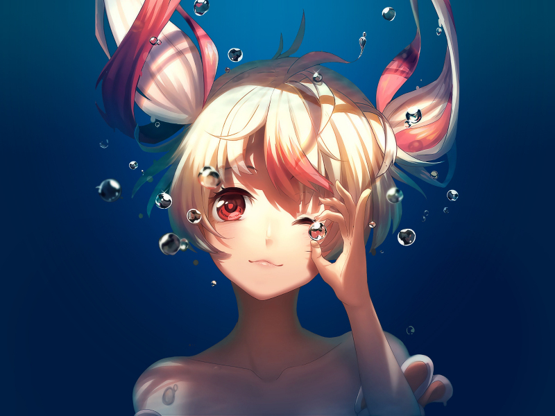 Download wallpaper 800x600 bubble, underwater, cute, anime girl, gonna be  the twin-tail!!, pocket pc, pda, 800x600 hd background, 16255