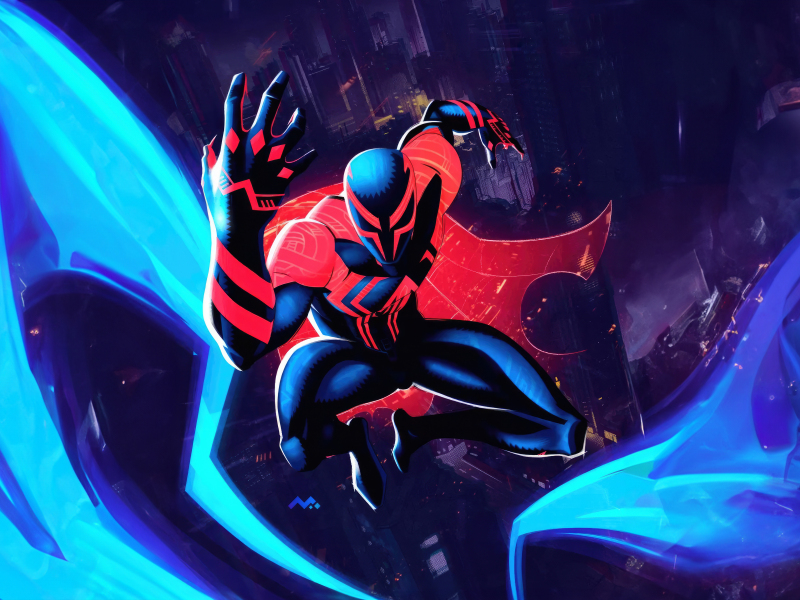 Download wallpaper 800x600 spiderman 2099, futuristic hero, art, pocket ...