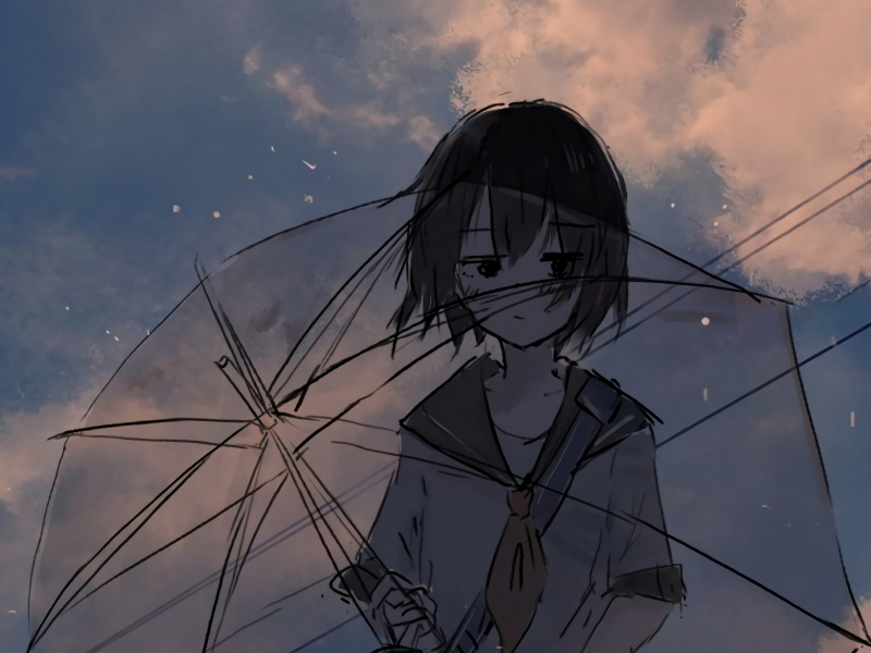 Anime girl and umbrella, art, 800x600 wallpaper