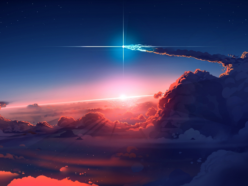 Download wallpaper 800x600 clouds, sky, anime, pocket pc, pda, 800x600 ...